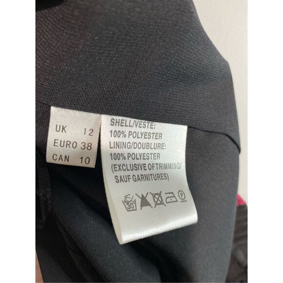 Size 10, Jacques Vert black tulip style skirt with pink flowers. 15” waist. - Picture 7 of 8